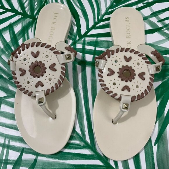 Jack Rogers Georgica Cream Jelly Thong Slip On Sandals Size 6 - Picture 8 of 8